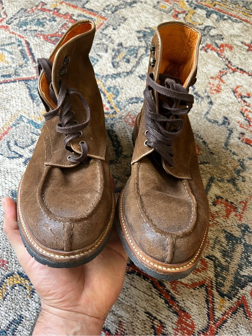McCarren & Sons Brown Suede Chukka Boots with Lace-Up Closure Distressed 9.5
